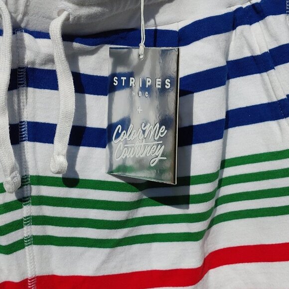 HBC STRIPES Color Me Courtney Lounge Pants Women's Medium NWT 💚❤️💛💙 - Picture 2 of 6